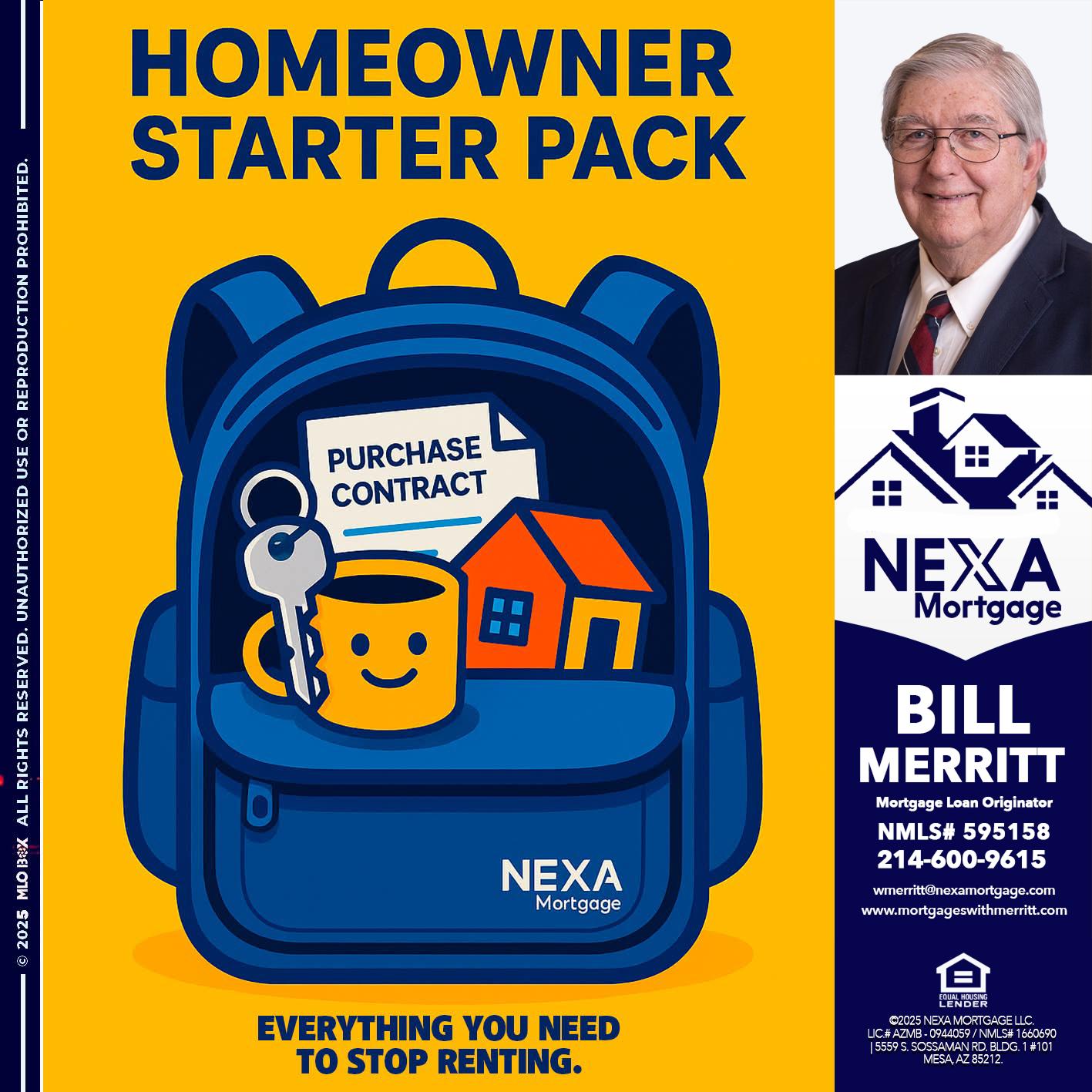 NEED A HOMEOWNER PACK.. - Bill Merritt -Mortgage Loan Originator