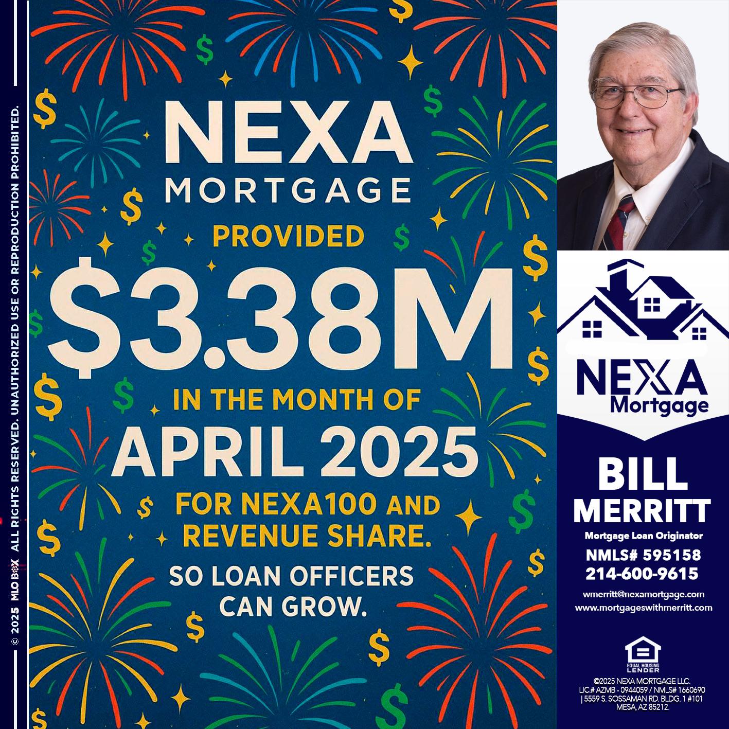 $3.38M - Bill Merritt -Mortgage Loan Originator