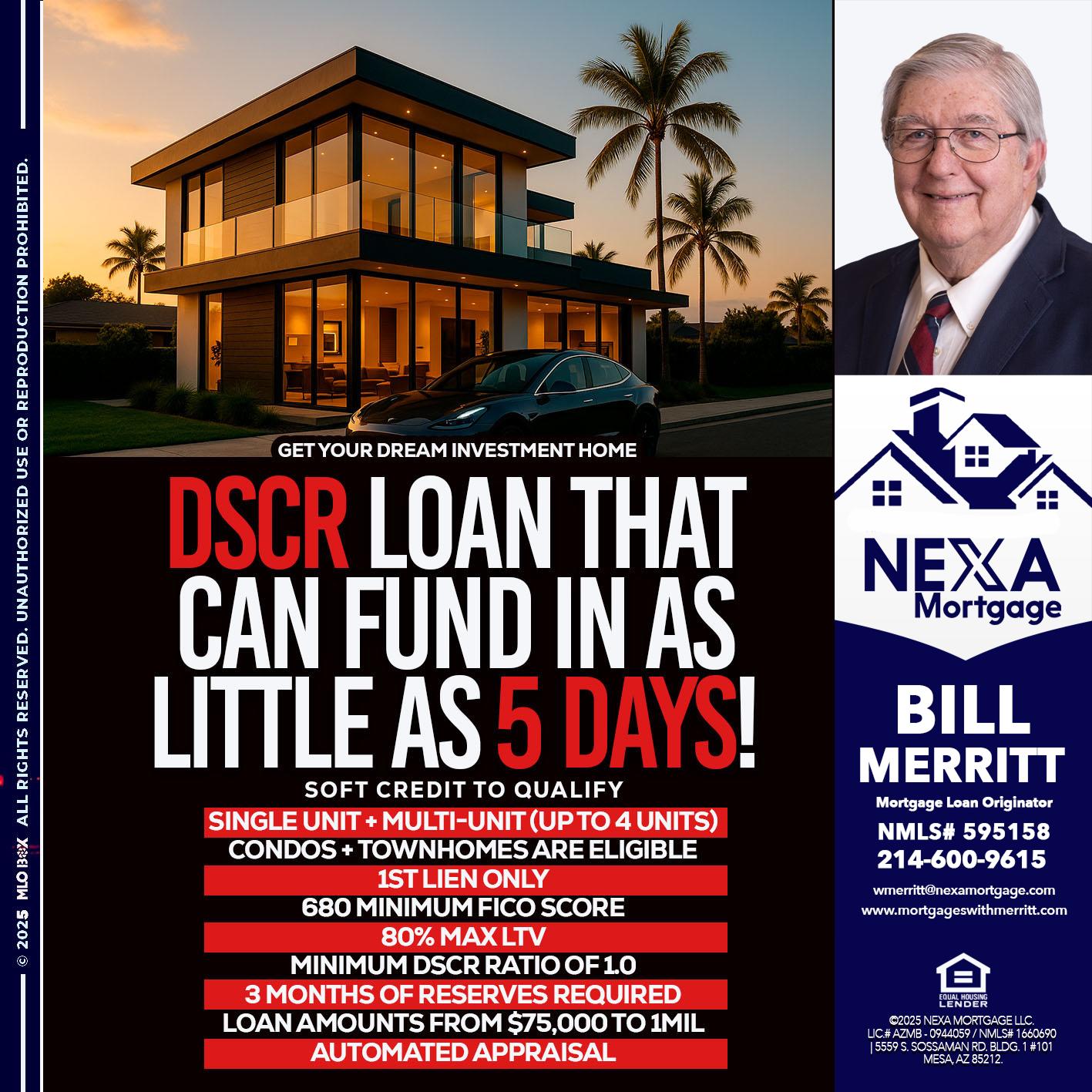 DSCR LOAN - Bill Merritt -Mortgage Loan Originator