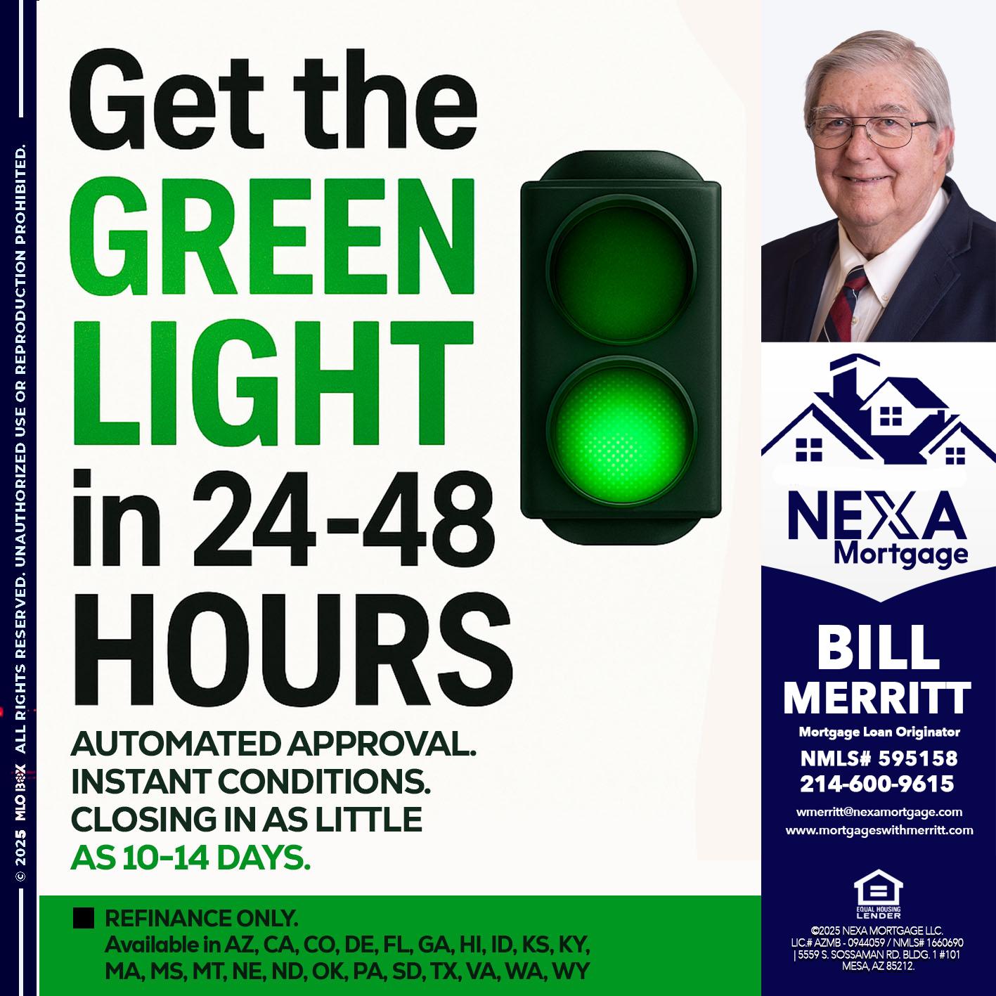 GET THE GREEN LIGHT - Bill Merritt -Mortgage Loan Originator