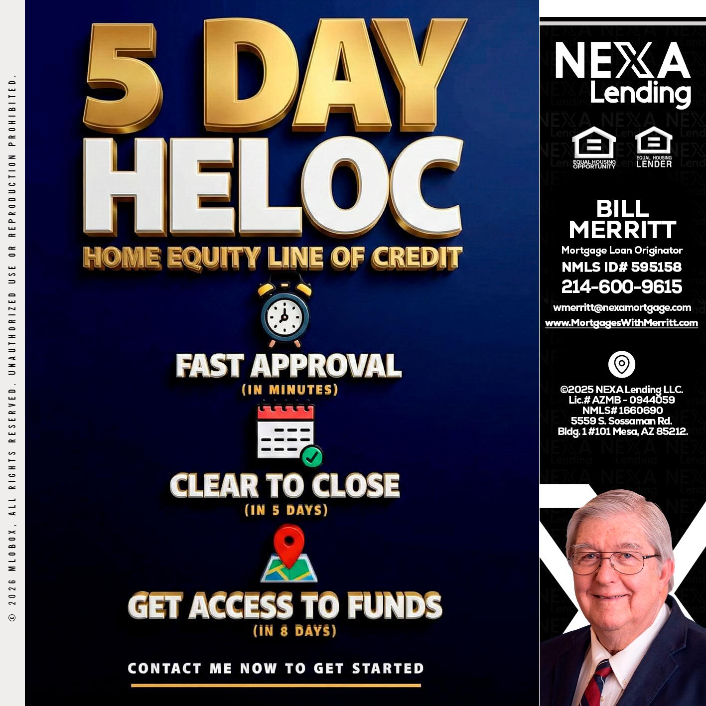 5 day hello - Bill Merritt -Mortgage Loan Originator