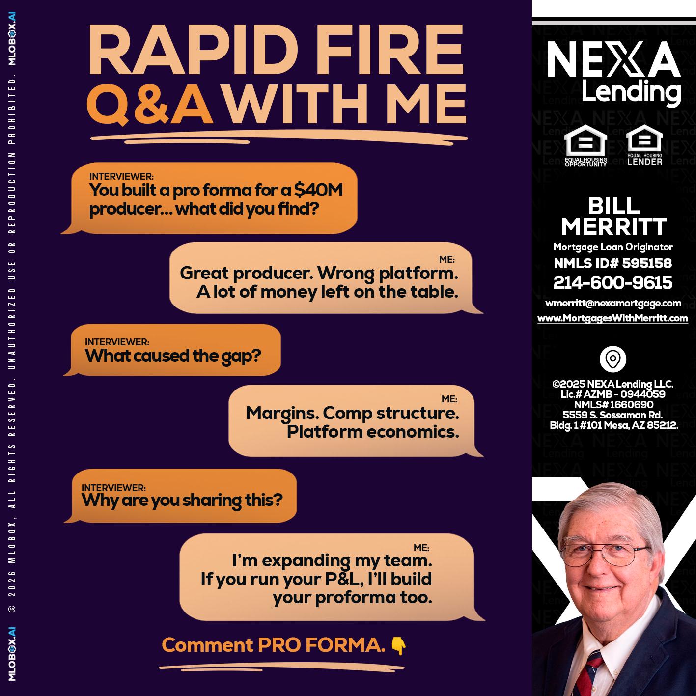 RAPID FIRE - Bill Merritt -Mortgage Loan Originator