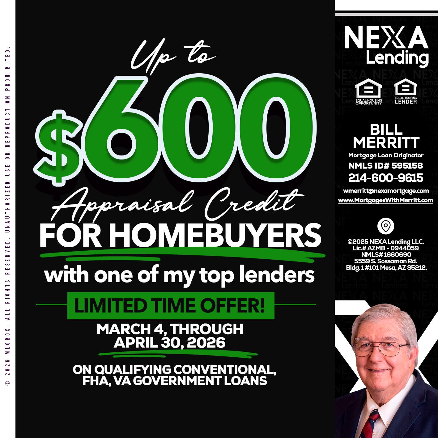 up to $600 - Bill Merritt -Mortgage Loan Originator