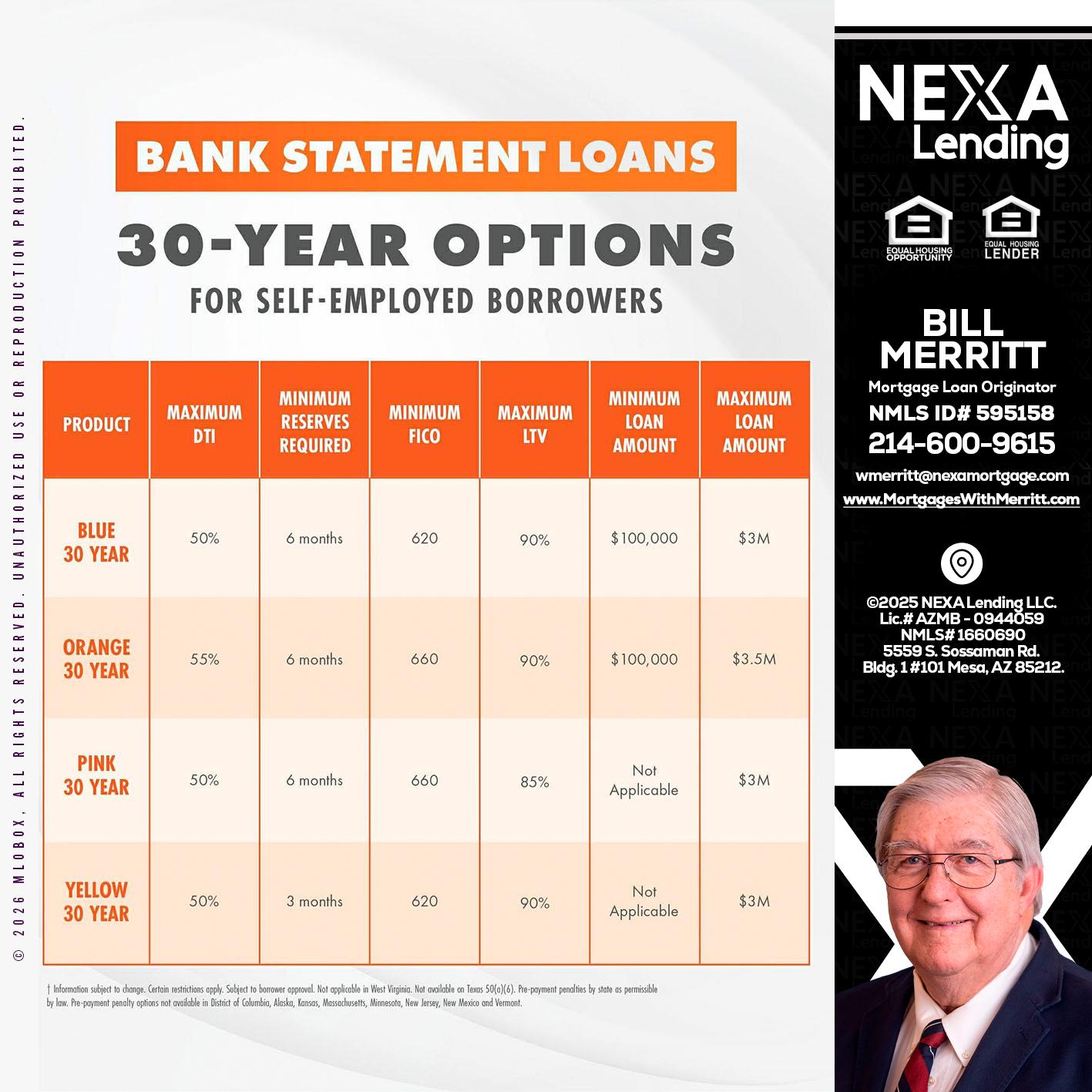 30 YEARS OPTIONS - Bill Merritt -Mortgage Loan Originator