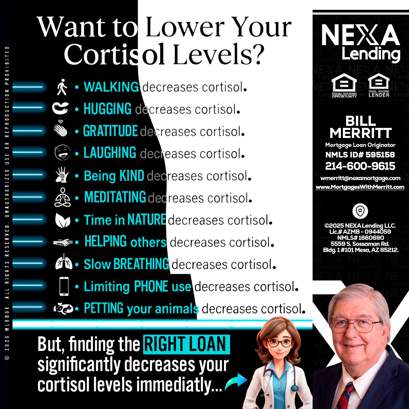 Want to lower Your Cortisol Levels? - Bill Merritt -Mortgage Loan Originator