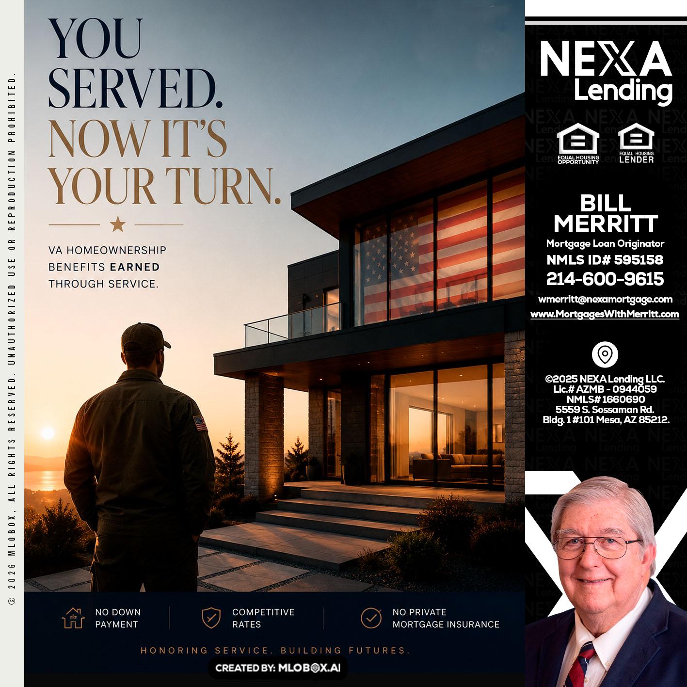 YOU SERVED - Bill Merritt -Mortgage Loan Originator