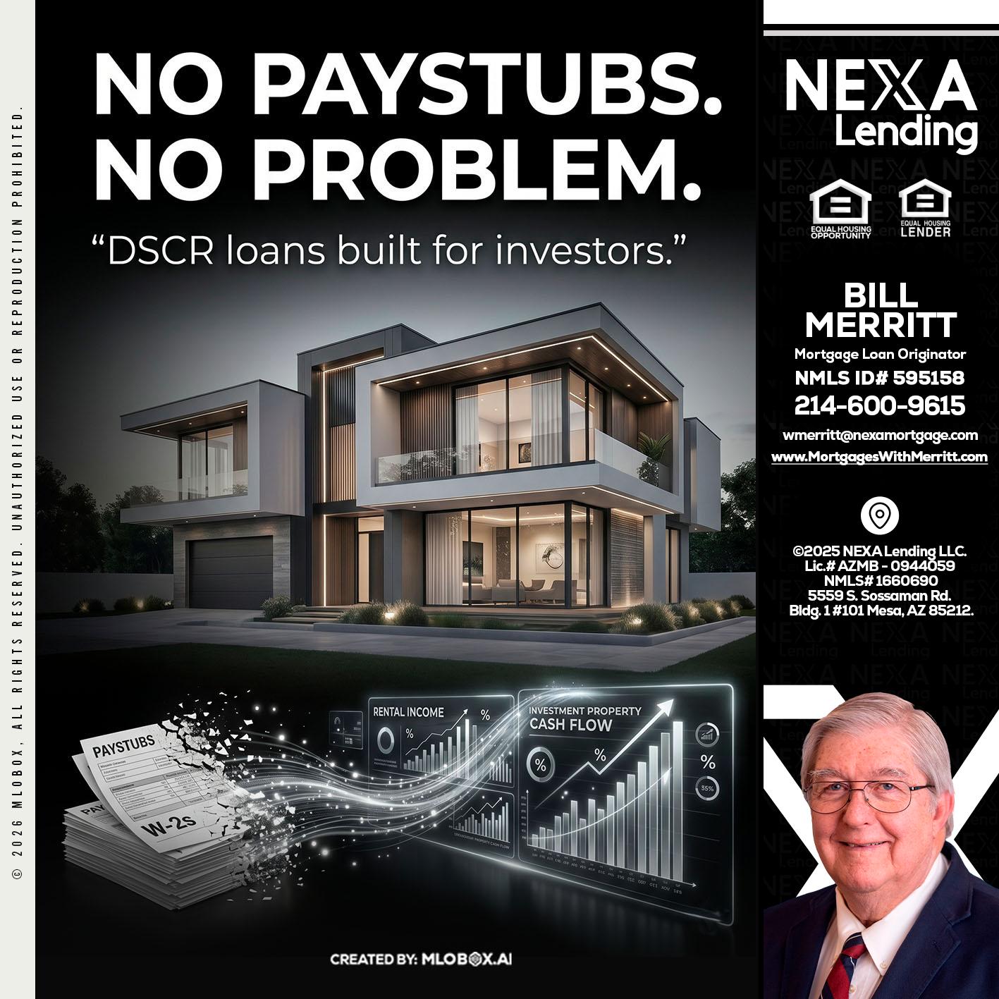 no paystub - Bill Merritt -Mortgage Loan Originator
