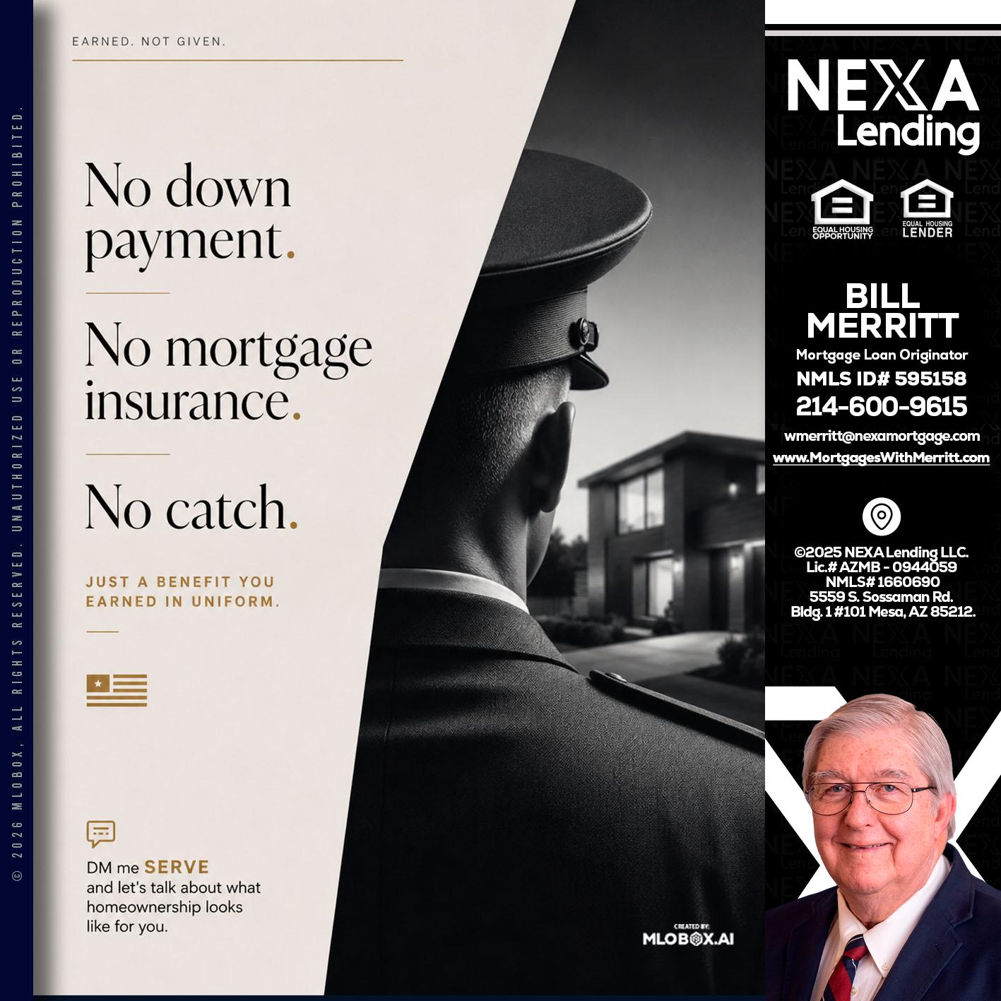 NO DOWN PAYMENT - Bill Merritt -Mortgage Loan Originator