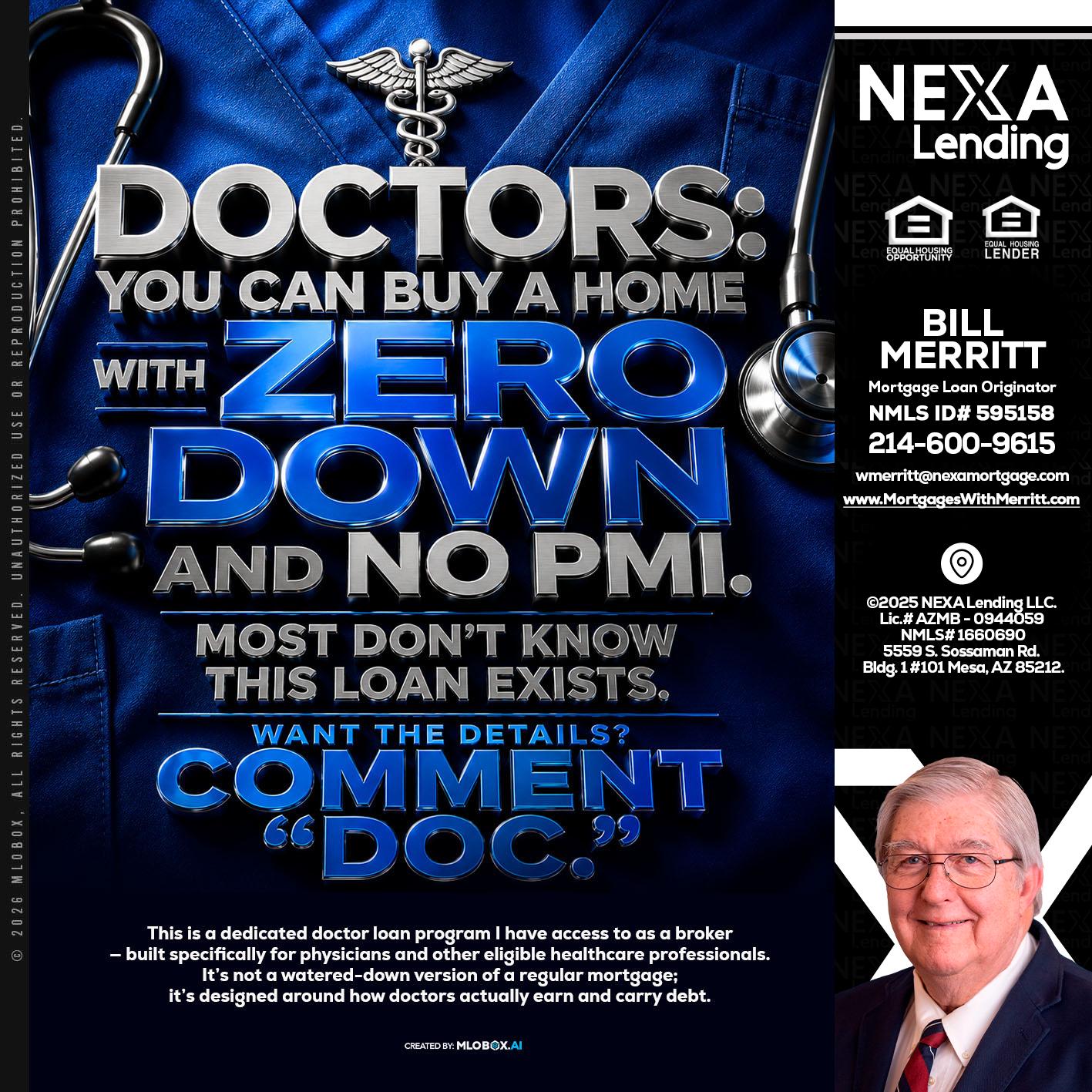 DOCTORS YOU CAN BUY - Bill Merritt -Mortgage Loan Originator