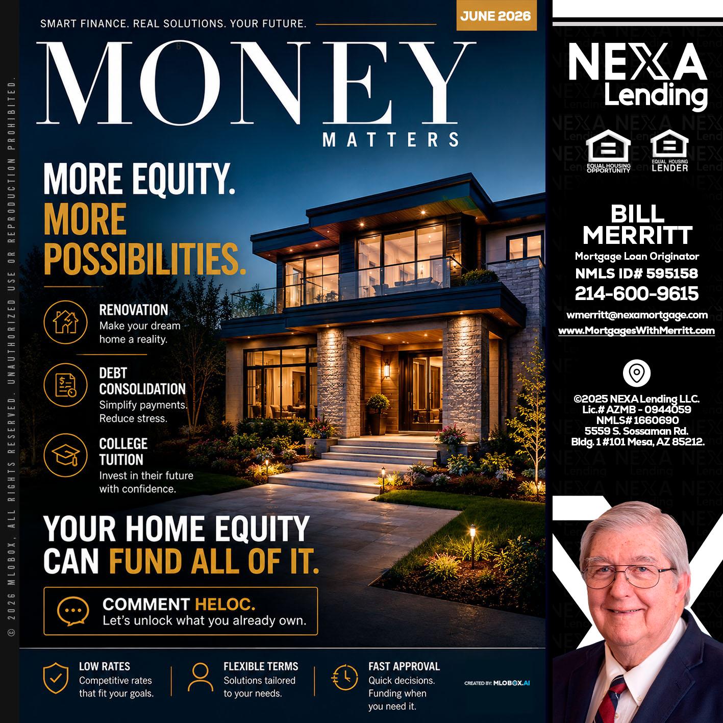 MONEY MATTERS - Bill Merritt -Mortgage Loan Originator