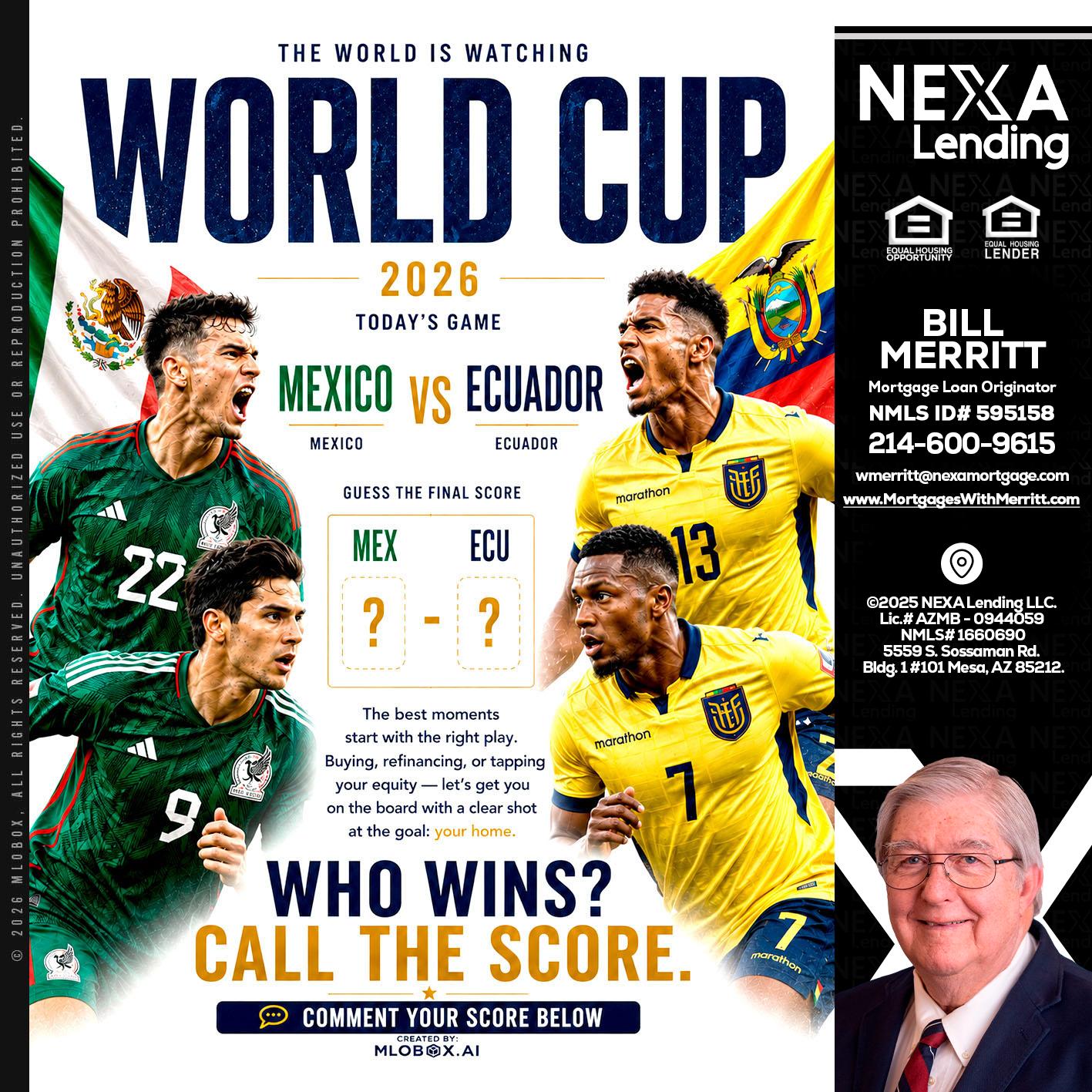 WORLD CUP 2026 - Bill Merritt -Mortgage Loan Originator