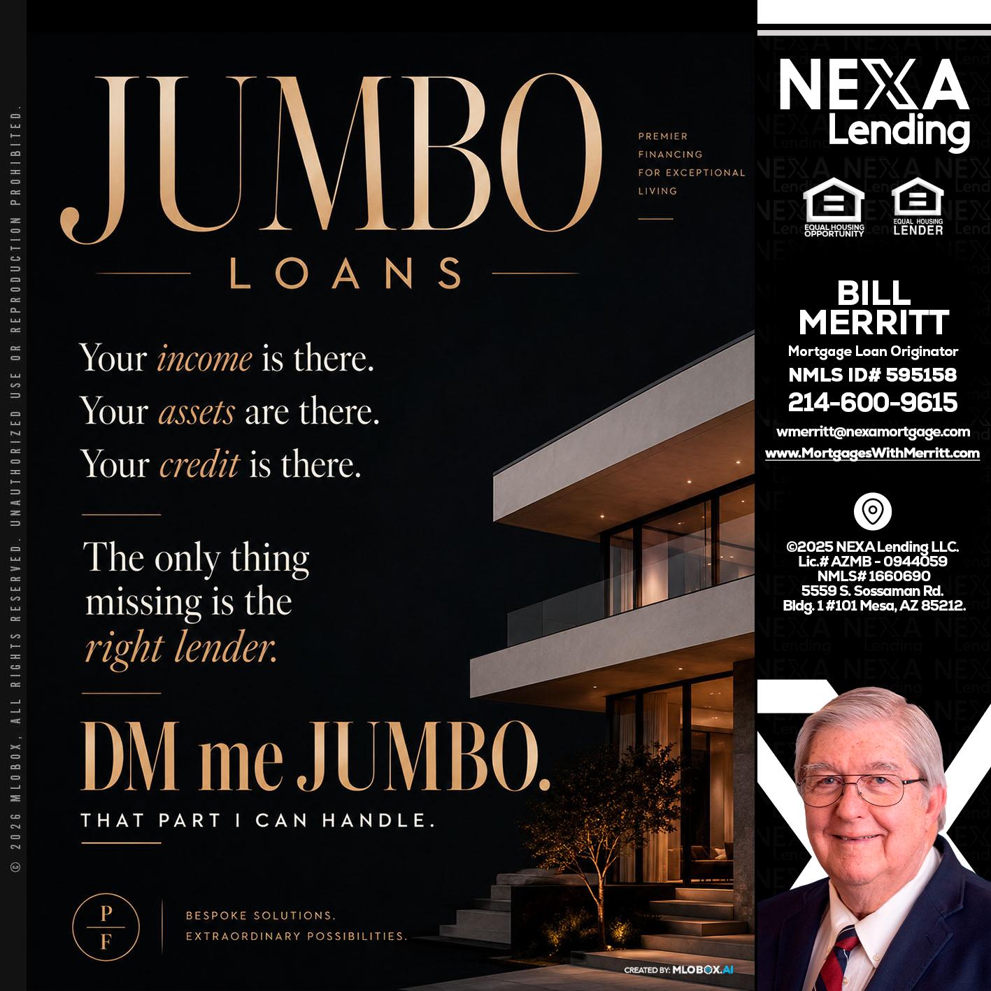 JUMBO LOANS - Bill Merritt -Mortgage Loan Originator