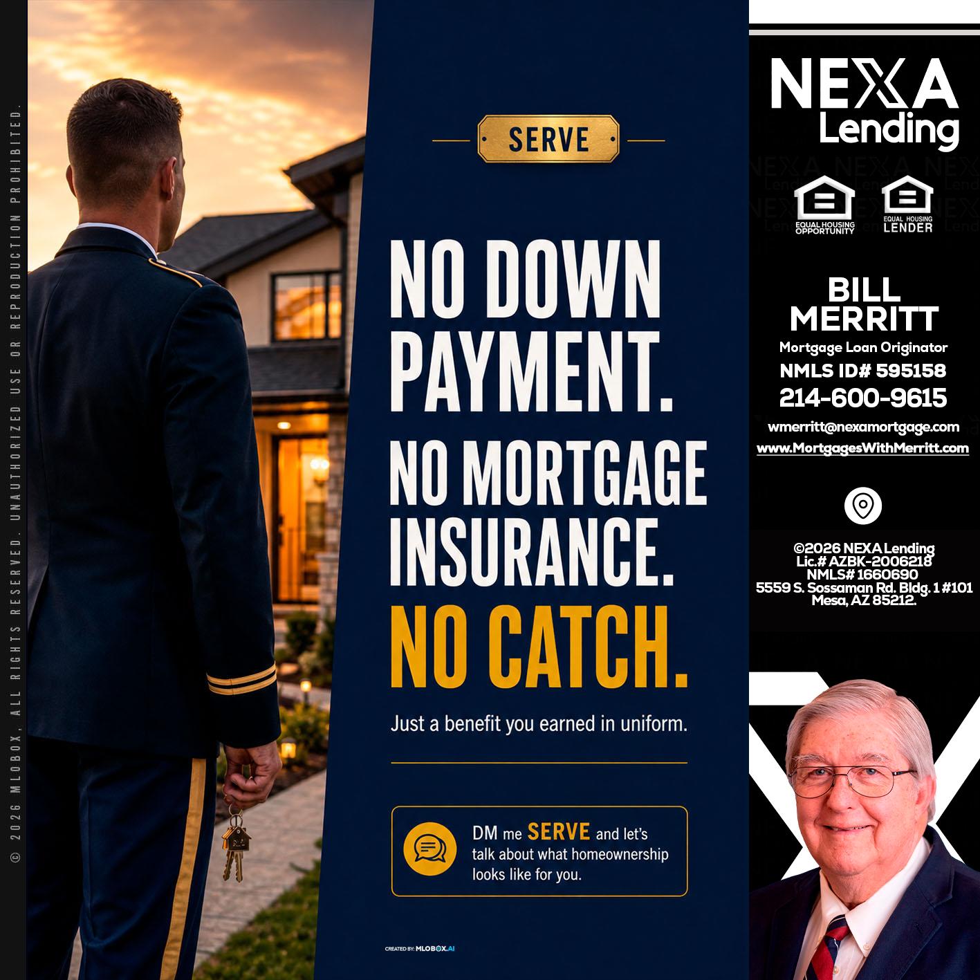 NO DOWN PAYMENT - Bill Merritt -Mortgage Loan Originator