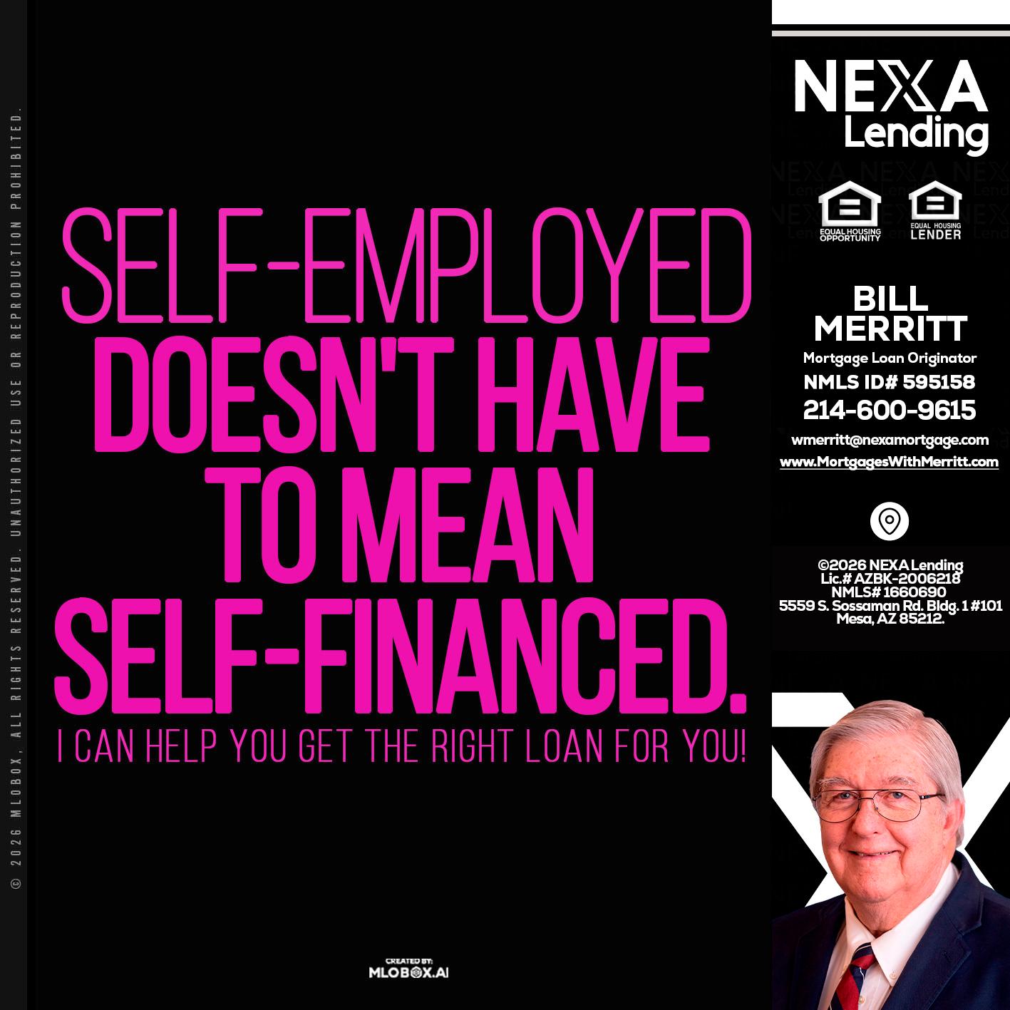 self employed - Bill Merritt -Mortgage Loan Originator
