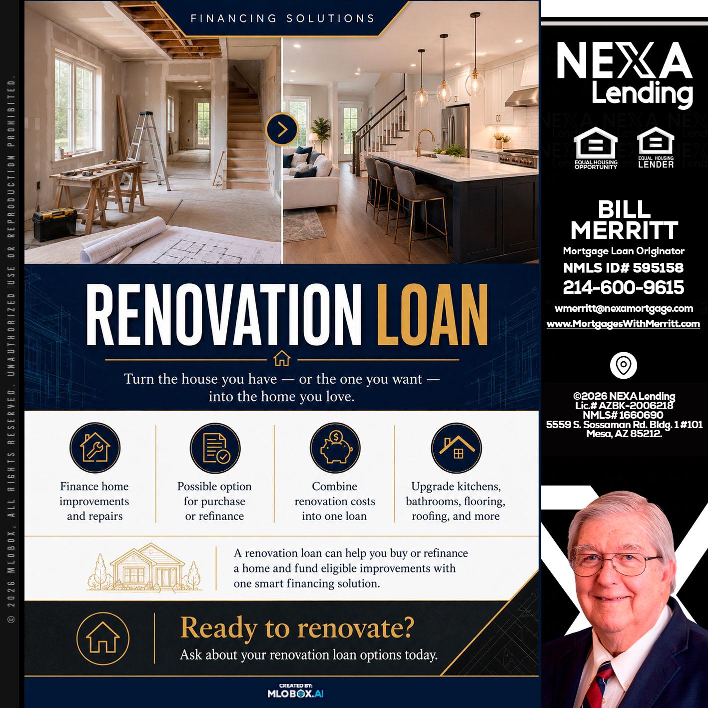 RENOVATION LOAN - Bill Merritt -Mortgage Loan Originator